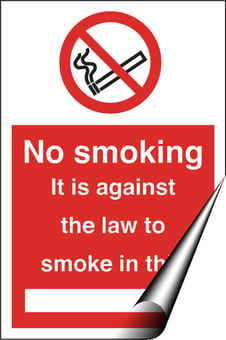 picture of No Smoking - Against the Law to Smoke in this ... Sign - 148 x 210Hmm - Self Adhesive Vinyl - [AS-PR508-SAV]