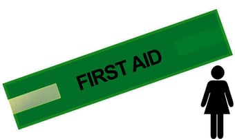 picture of Green - Ladies Pre Printed Arm band - First Aid - 10cm x 45cm - Single - [IH-ARMBAND-G-FA-B-S]