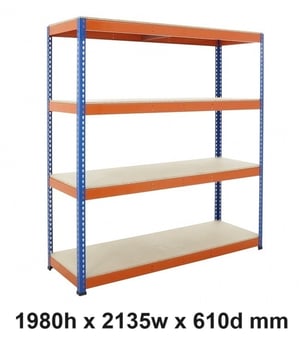 picture of BiGDUG BiG400 Racking 4 Levels - Chipboard Shelves - 1980h x 2135w x 610d mm - [BDU-B41921064BO]