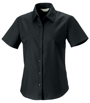 picture of Russel Ladies Short Sleeve Tailored Oxford Shirt - Black - BT-933F-BLK