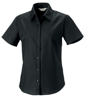 Picture of Russel Ladies Short Sleeve Tailored Oxford Shirt - Black - BT-933F-BLK