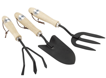 Picture of Draper - Carbon Steel Hand Fork Cultivator and Trowel - With Hardwood Handles - 3 Piece - [DO-83993]