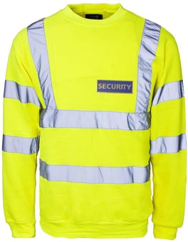 picture of SECURITY Printed Front and Back - Supertouch  Hi Vis Crew Neck Sweatshirt Yellow - ST-56841-SEC