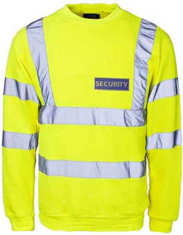Picture of SECURITY Printed Front and Back - Supertouch  Hi Vis Crew Neck Sweatshirt Yellow - ST-56841-SEC