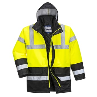 picture of Portwest - Hi-Vis Yellow/Black Contrast Traffic Jacket - PW-S466YBR
