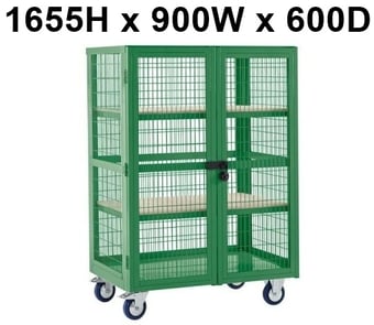 picture of QMP Boxwell Trolley With Doors - Green - Plywood - 1655H x 900W x 600D - [QM-XD169060PGXX] - (LP)