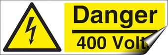 picture of Danger 400 Volts Sign LARGE - 600 x 200Hmm - Self Adhesive Vinyl - [AS-WA247-SAV]