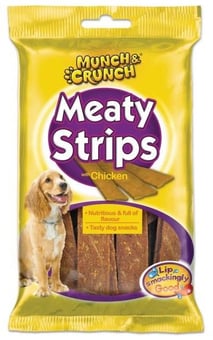 picture of Munch & Crunch Meaty Strips Chicken Dog Snack 18 Pack - [PD-MC0076]