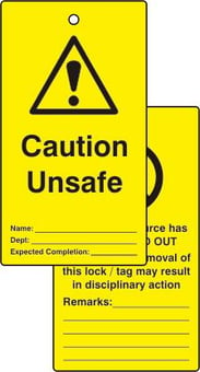 Picture of Spectrum Lockout tags - Caution Unsafe - (Double sided 10 pack) - SCXO-CI-LOK083