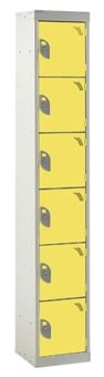 picture of QMP Tool Charging Locker - Solid Door - Standard Plug - 6 Compartment - Yellow - 1800H x 300W x 450D mm - [QM-BL1830456YSX]
