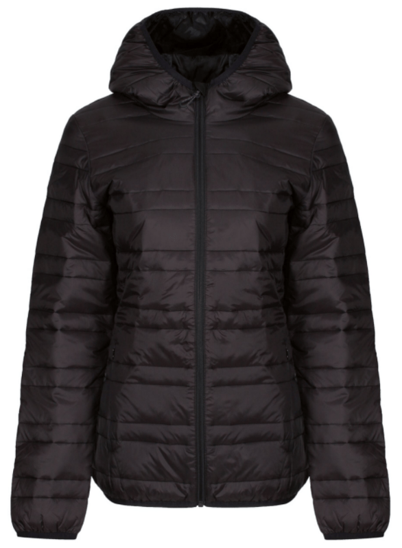 picture of Regatta Women's Hooded Packaway Firedown Jacket - Black/Black - BT-TRA531-BLKBLK