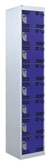 picture of QMP Tool Charging Locker - Perforated Door - Standard Plug - 8 Compartment - Dark Blue - 1800H x 450W x 450D mm - [QM-BL1845458BPX]