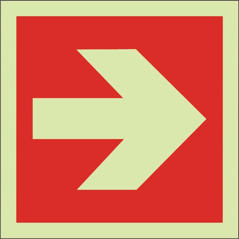 picture of Photoluminescent Fire Exit Arrow Sign - 150 X 150Hmm - Self Adhesive Rigid Plastic - [AS-PH45A-SARP]