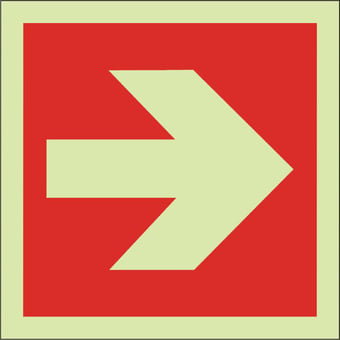 picture of Photoluminescent Fire Exit Arrow Sign - 150 X 150Hmm - Self Adhesive Rigid Plastic - [AS-PH45A-SARP]