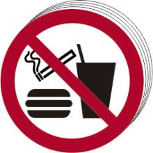 picture of Spectrum No Eating No Drinking No Smoking Symbol – SAV 100mm dia. - Pack of 10 - SCXO-CI-0590