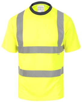 picture of Hi Vis Value Yellow T-Shirt - EN471 Class 2 - Navy Collar - BI-38 - (DISC-W)