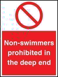 Picture of Non-swimmers Deep End Sign - [AS-WH35]