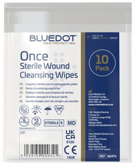 picture of Blue Dot Sterile Saline Wipes - Bag of 10 - [CM-86974]
