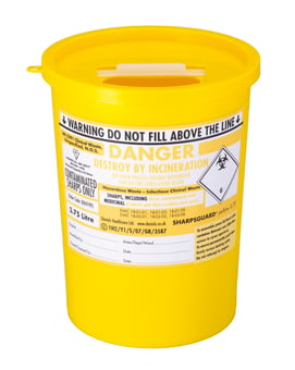 picture of Sharpsguard Yellow Lid 3.75 Litre Sharps Bin NHS Code FSL401 - [DH-DD474YL]