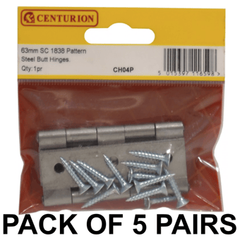 picture of Centurion SC Steel Butt Hinge - 63mm - Pack of 5 Pairs - [CI-CH04P]