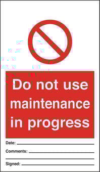 Picture of Tye Tags - Do Not Use Maintenance In Progress - 80 X 150Hmm (Pack of Ten) - Rigid Plastic - [AS-PR150-RP]