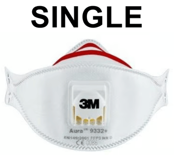 picture of 3M Aura Insulation and Hardwood Respirator - FFP3 Individually Wrapped Disposable Valved Mask - [3M-9332+]