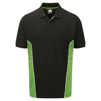 Picture of Silverstone Polycotton Men's Black/Lime Poloshirt - 220gm - ON-1180-10-BLK/LIME