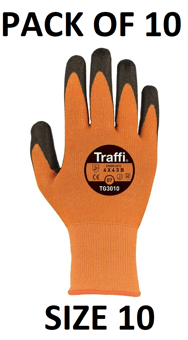 picture of TraffiGlove Classic 3 Polyurethane Handling Gloves - Size 10 - Pack of 10 - TS-TG3010-10X10 - (AMZPK2)