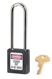 picture of Master Lock Black Zenex 410LTBLK Long Shackle Lockout Padlock - [MA-410LTBLK]