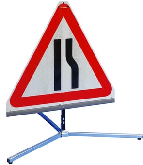 Picture of TriFlex Triangular with "Road Narrows Offside" Sign - 750mm - Sign face with Standard Grade Reflectivity - [QZ-517OS.750.TFX]