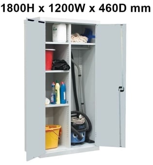 picture of QMP Utility Cupboard - Light Grey - 3 Shelves - 1800H x 1200W x 460D mm - [QM-CU181246ZLXX]