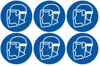 Picture of Safety Labels - Face Shield Symbol (24 pack) 6 to Sheet - 75mm dia - Self Adhesive Vinyl - [IH-SL39-SAV]