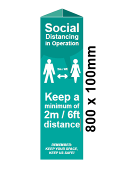 picture of Social Distancing in Operation Post/Bollard Sign - 800mm x 100mm - [CI-STP400] - (DISC-X)