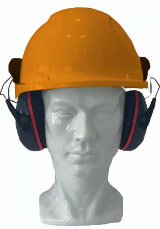 Jsp Evo3 Orange Vented Hard Hat With Sonis Compact Helmet Mounted Ear Defenders - [IH-EVO3OSONISC]