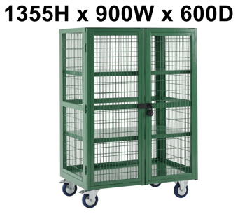 picture of QMP Boxwell Trolley With Doors - Green - Steel - 1355H x 900W x 600D - [QM-XD139060MGXX] - (LP)