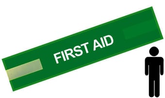 Picture of Green - Mens Pre Printed Arm band - First Aid - 10cm x 55cm - Single - [IH-ARMBAND-G-FA-W]