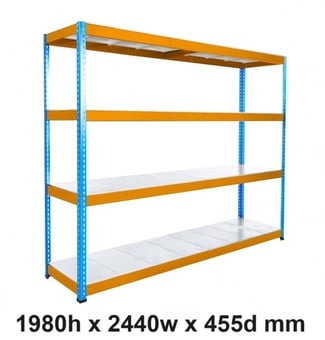 picture of BiGDUG BiG400 Racking 4 Levels - Steel Shelves - 1980h x 2440w x 455d mm - [BDU-B41924044BOS]