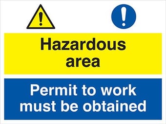 Picture of Hazardous Area Permit to Work Sign - 400 X 300Hmm - Self Adhesive Vinyl - [AS-CO10-SAV]