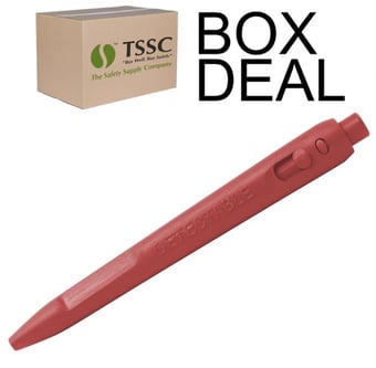 picture of Detectamet Detectable Retractable Elephant Pen Blue Ink - Red Housing - Red End MC - Box Deal 100 Pieces - [IH-DT104I01C33PA02]