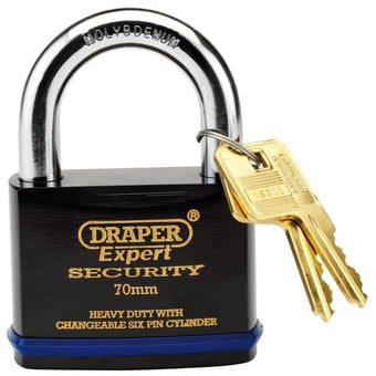 Picture of Draper - Heavy Duty Padlock and 2 Keys with Super Tough Molybdenum Steel Shackle -  70mm - [DO-64195]