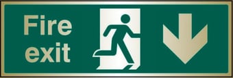 picture of Prestige Fire Exit Sign - Arrow South - Gold Effect - 400 x 150Hmm - 1.5mm Aluminium - [AS-GOLD23-ALU]
