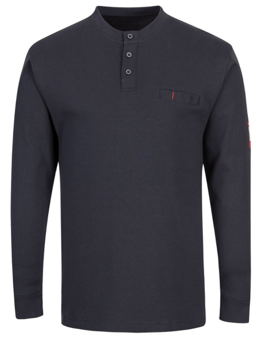 picture of Portwest - FR32 - Bizflame Knit FR Anti-Static Henley - Cotton - 237g - Navy Blue - PW-FR32NAR
