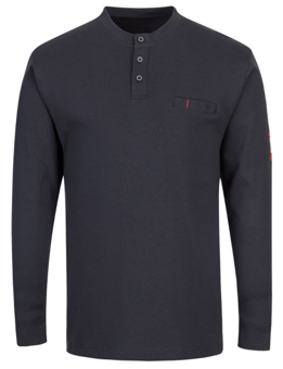Picture of Portwest - FR32 - Bizflame Knit FR Anti-Static Henley - Cotton - 237g - Navy Blue - PW-FR32NAR