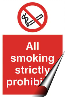Picture of Smoking Strictly Prohibited Sign LARGE - 400 x 600Hmm - Self Adhesive Vinyl - [AS-PR28-SAV]