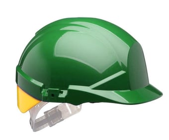 picture of Centurion Reflex Green Safety Helmet with Hi-Vis Yellow Rear Flash - Mid Peak - Slip Ratchet - [CE-S12GHVYA]