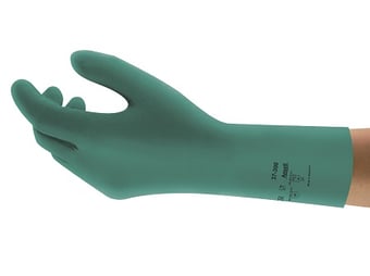 picture of Ansell AlphaTec 37-300 Green Nitrile Gauntlet Gloves - Pair - AN-37-300