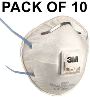 picture of 3M 8822 P2 CUP-SHAPED VALVED Dust/Mist Respirator Mask - Box of 10 - [3M-8822]
