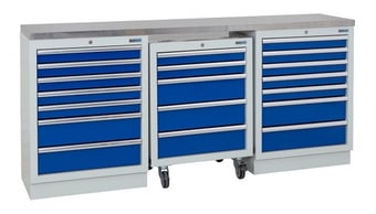 picture of BiGDUG 2041mm Wide Workbench - 1x Roll Cabinet - 2x 7 Drawer Cabinet - Stainless - [BDU-TGC5R5GBS] - (LP)