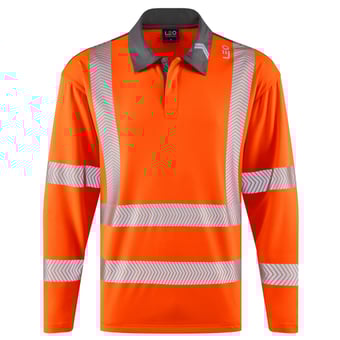 picture of Leo Georgeham EcoViz Coolmax Performance Sleeved Polo Shirt - HV Orange - LE-P13-O
