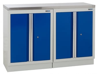 picture of BiGDUG 1361mm Wide Workbench - 2x 2 Door Cupboard - Stainless Worktop - [BDU-TGC11GBS] - (LP)